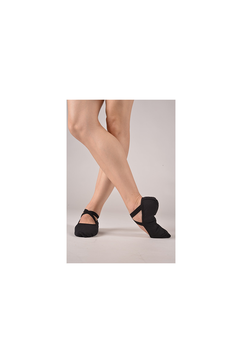 Demi-pointes danse classique bi-semelles en toile stretch noires