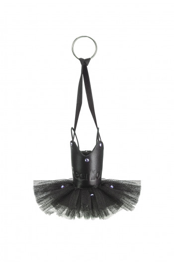 Keyring tutu tulle and leather Wear Moi lila and black