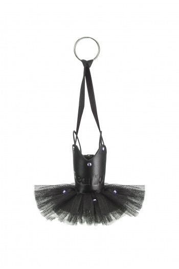 Porte-clés tutu Wear Moi tulle et cuir black strass lilac