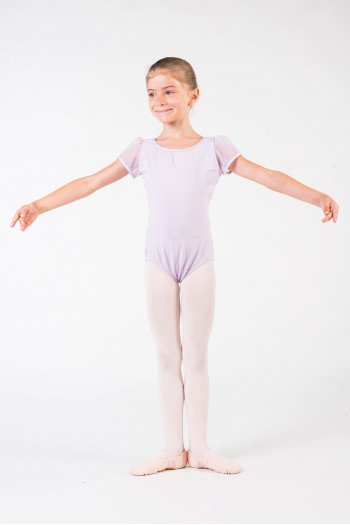 Justaucorps enfant Capezio manches tulle 11311C lavande