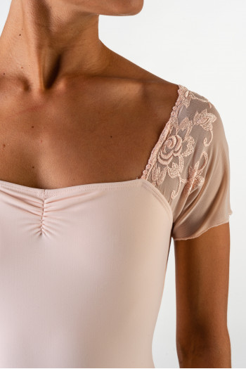Ballet Rosa Justine black lace leotard powdery