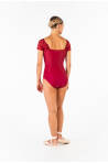 Ballet Rosa Justine black lace leotard burgundy