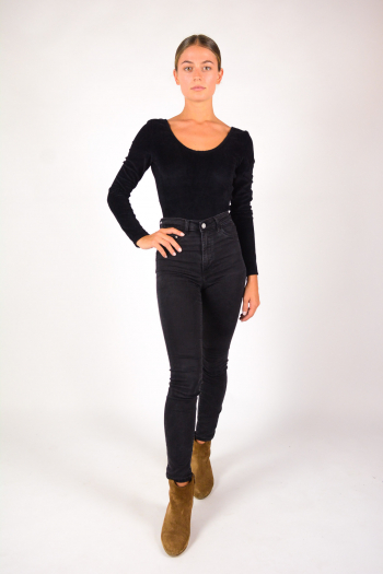 Nouvelle robe mesdames col V stretch plaine justaucorps body manches longues en jersey 8-14 
