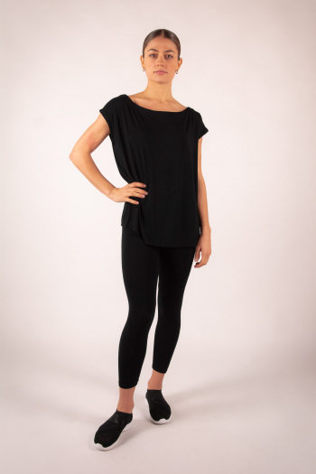 Top manches courtes col danseuse Majestic Filatures noir