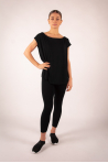 Majestic Filatures black short-sleeved top with boat neck