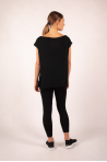 Majestic Filatures black short-sleeved top with boat neck