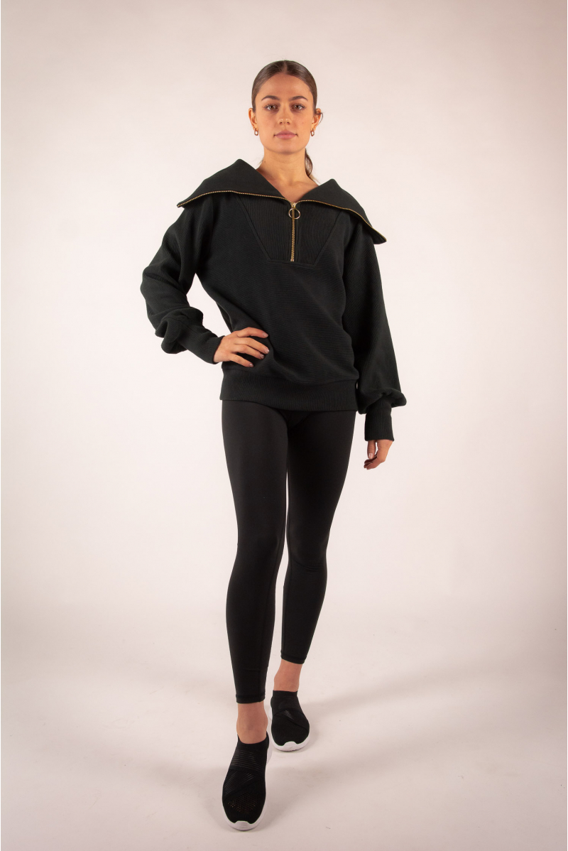 Wayne Sweatshirt Zipped Collar Varley Black