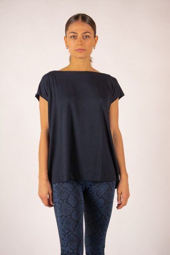 Top manches courtes col danseuse Majestic Filatures marine