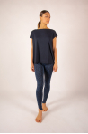 Majestic Spinning Navy short-sleeved top with boat collar