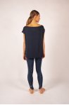 Majestic Spinning Navy short-sleeved top with boat collar