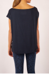 Majestic Spinning Navy short-sleeved top with boat collar