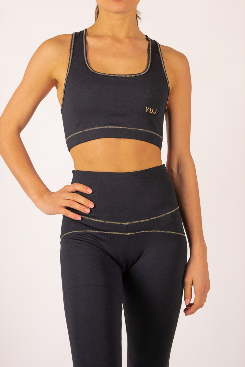 Brassière yoga femme Yuj Anahata noir Mademoiselle Danse