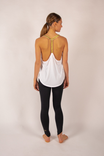 Yuj Leotee white and gold tank top