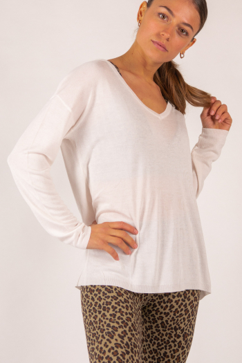Pull V bambou cachemire Clementine Absolut Cashmere écru