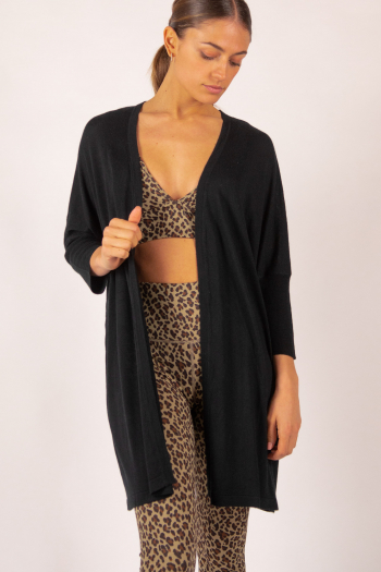 Gilet long bambou cachemire Sirine Absolut Cashmere noir
