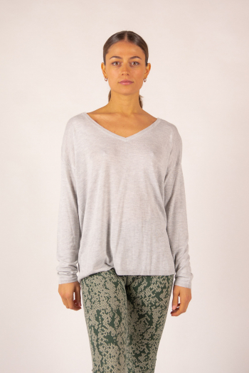 Pull V bambou cachemire Clementine Absolut Cashmere gris chiné