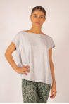 Top manches courtes col bateau Majestic Filatures gris chiné