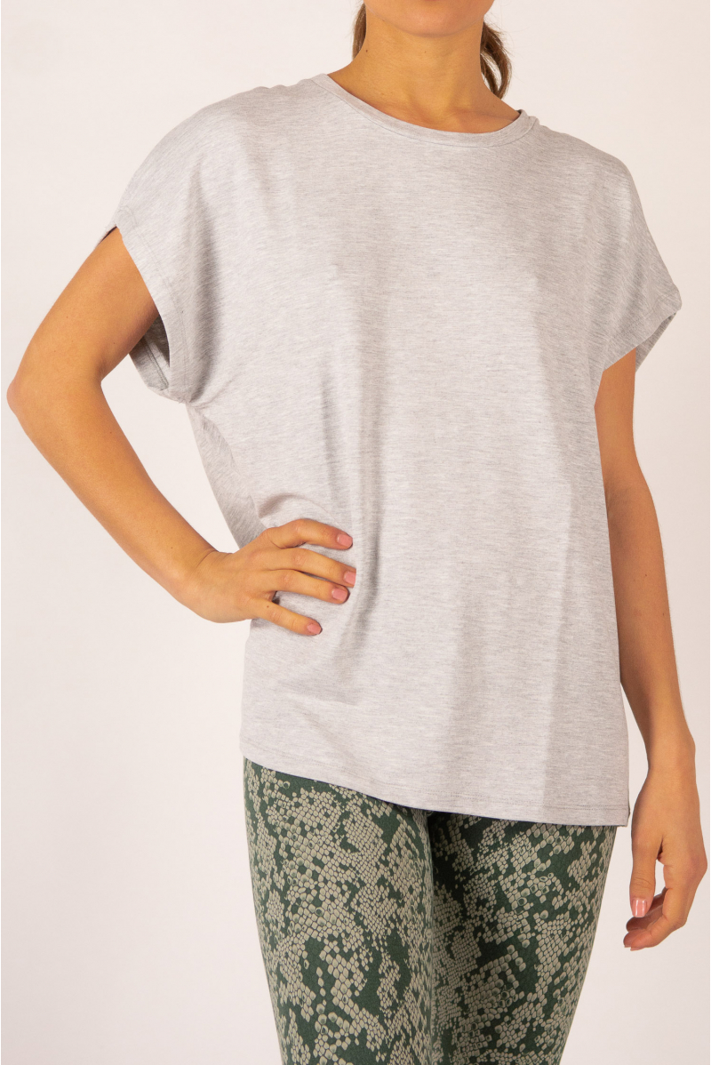 Short sleeve top Majestic Filatures mottled grey