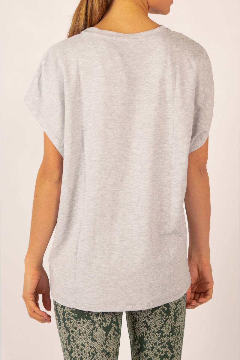 Short sleeve top Majestic Filatures mottled grey