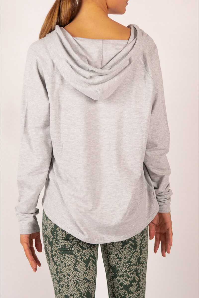 Sweat capuche Majestic Filatures gris chiné