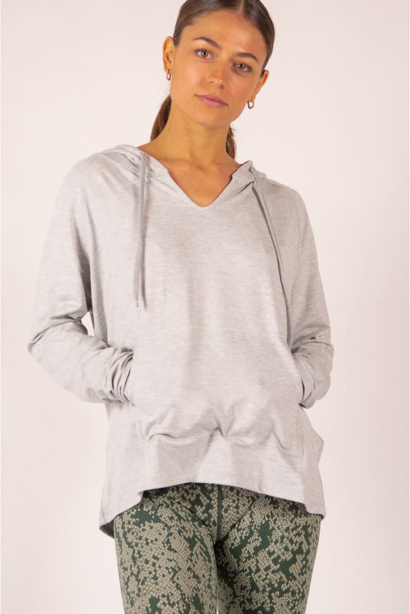 Sweat capuche Majestic Filatures gris chiné