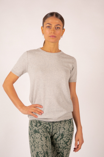 T-shirt coton cachemire Luna Absolut Cashmere gris chiné