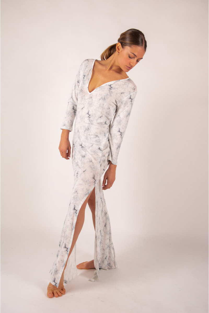 Robe tie and dye fendue Majestic Filatures encre