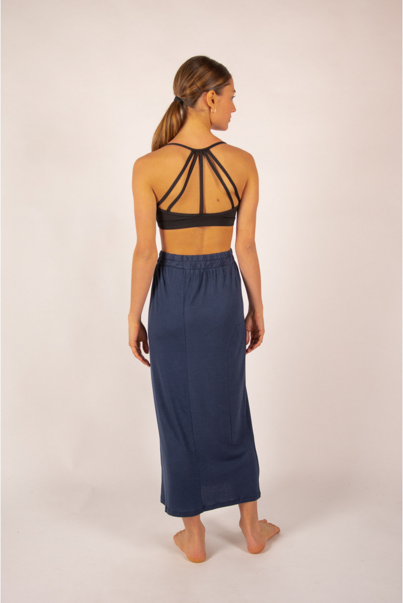 Jupe longue en bambou Maevy Lotus marine