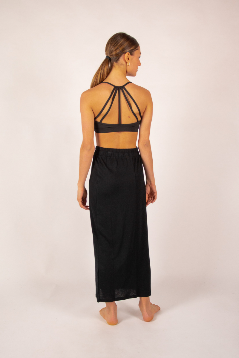 Bamboo long skirt Maevy Lotus black