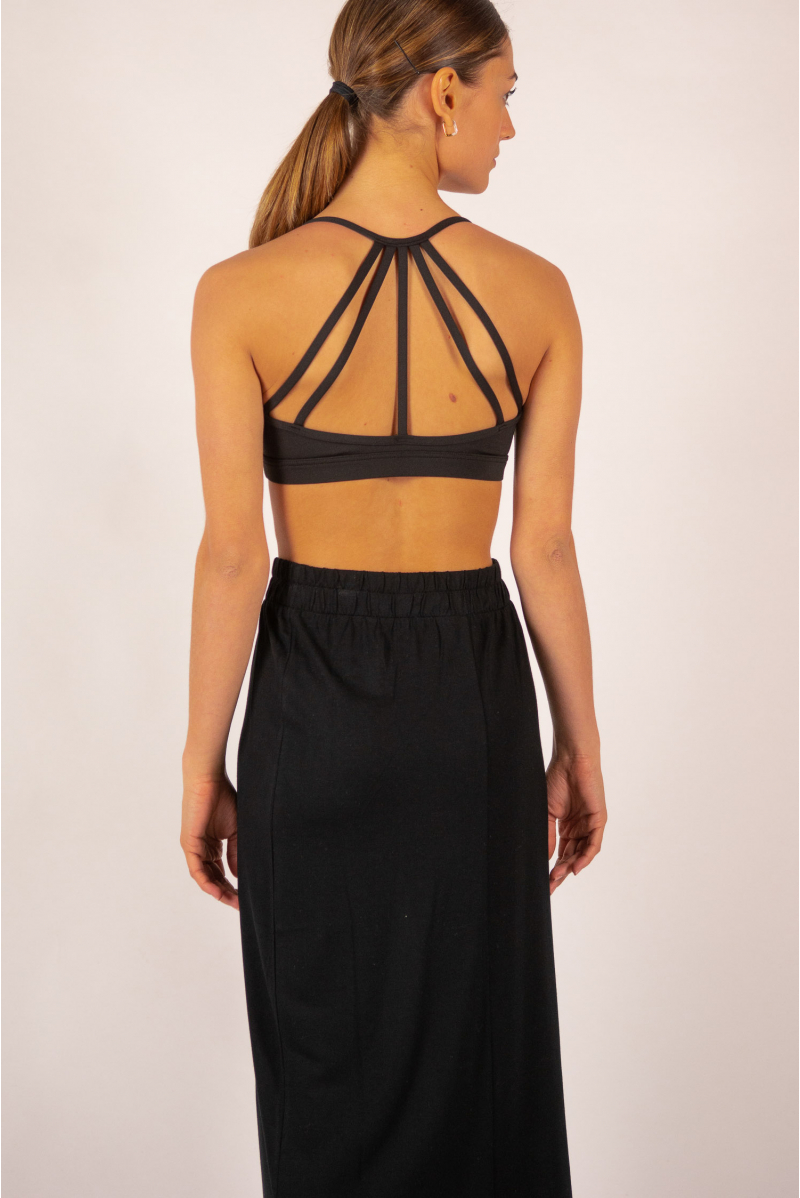 Bamboo long skirt Maevy Lotus black
