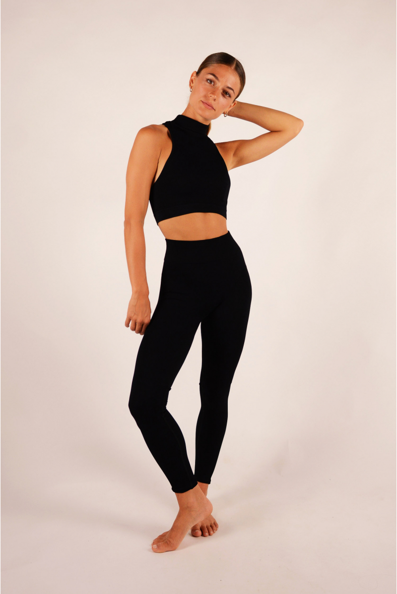 black ribbed leggings