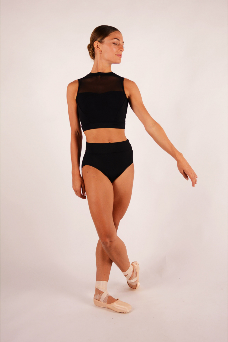 Bloch Z7810 officer neck crop top black