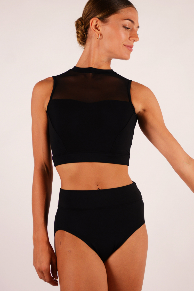 Bloch Z7810 officer neck crop top black