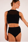 Bloch Z7810 officer neck crop top black