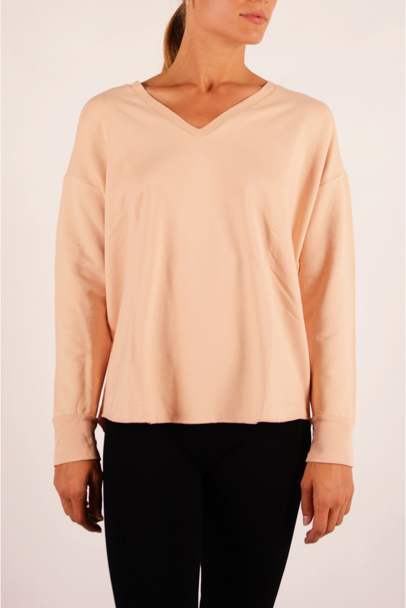 V-neck T-shirt Majestic Filiatures nude