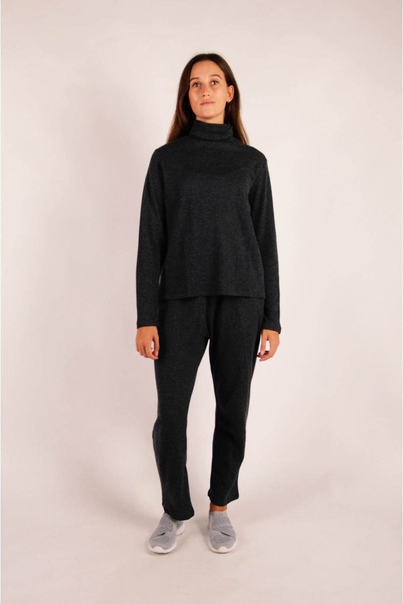 Long sleeve turtleneck Majestic Filatures Anthracite ch/Grey ch