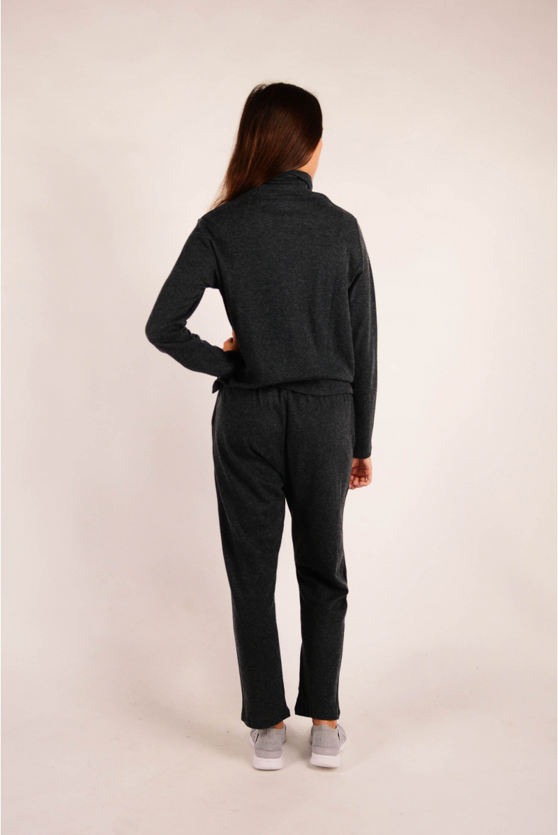 Long sleeve turtleneck Majestic Filatures Anthracite ch/Grey ch