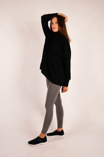 Sweat col roulé Majestic Filatures Noir