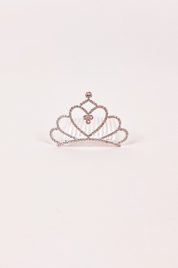 Small white rhinestone heart tiara