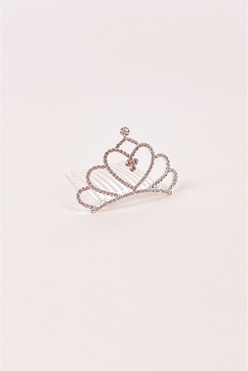 Petite tiare coeur strass blanc