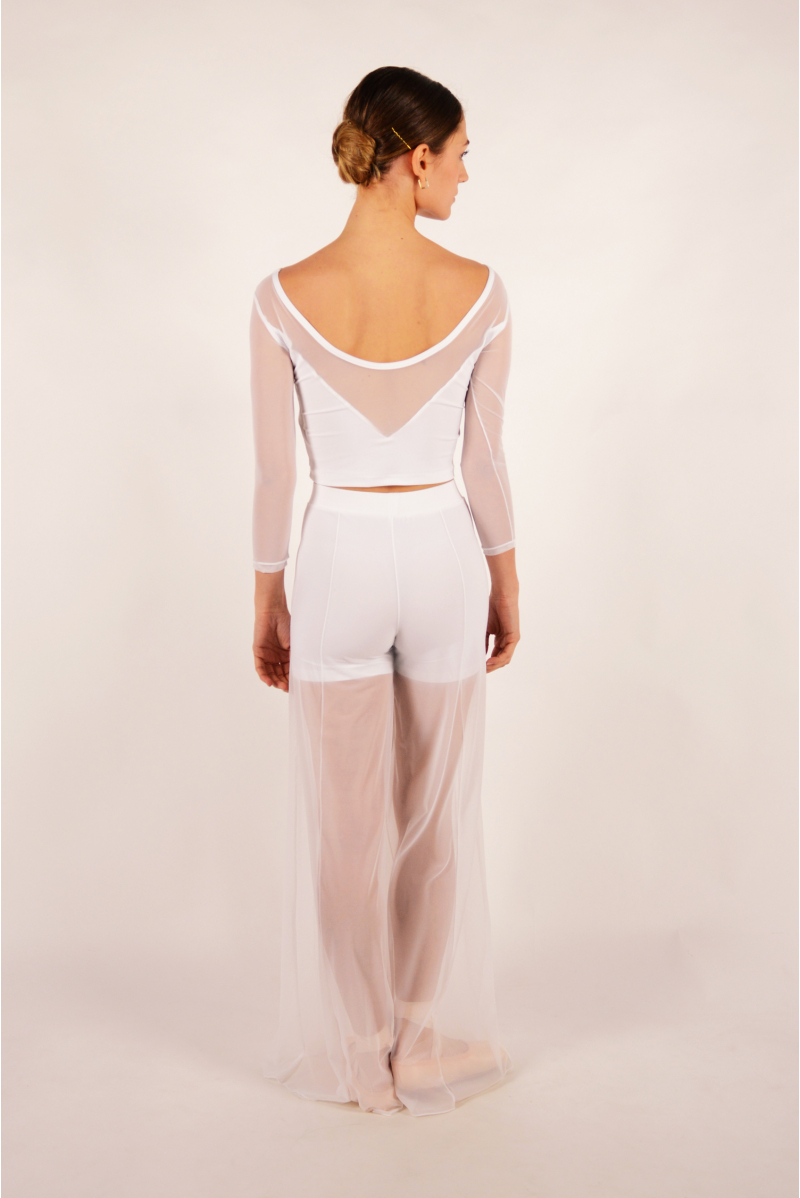 Top tulle stretch manches longues Sheddo 515W