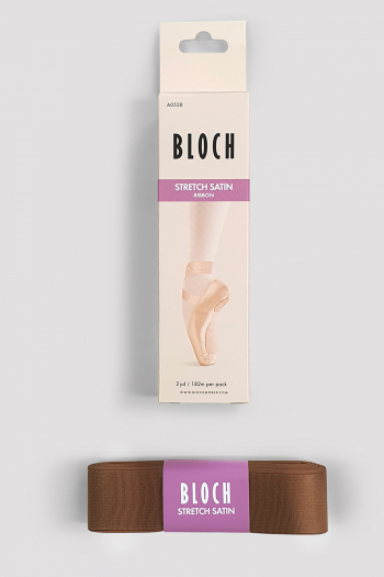 Satin ribbon stretch Bloch transparent mocha