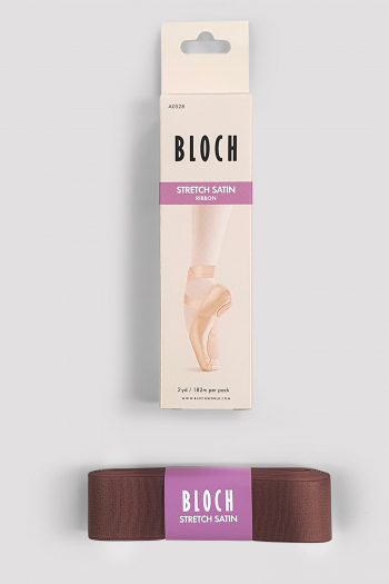 Satin ribbon stretch Bloch transparent espresso