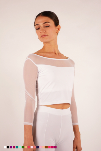 Top tulle stretch manches longues Sheddo 515W