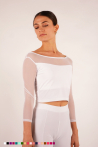 Top tulle stretch manches longues Sheddo 515W