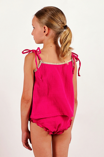 Girl's tank top Tim La Nouvelle cotton fuchsia