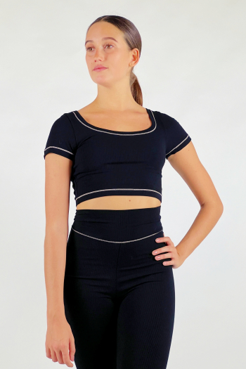 Repetto ribbed crop top S0552 black