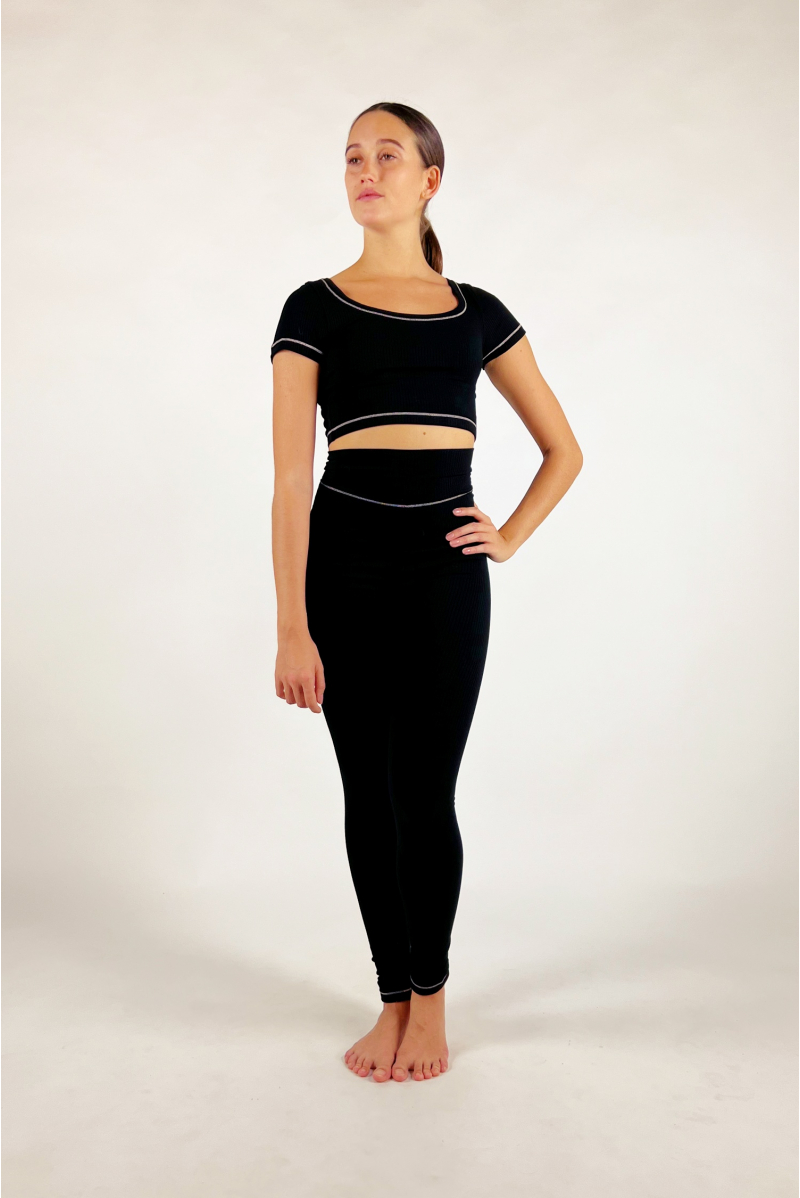 Crop top Repetto côtelé S0552 noir