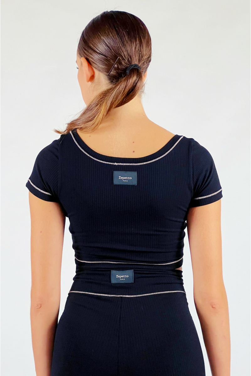Crop top Repetto côtelé S0552 noir