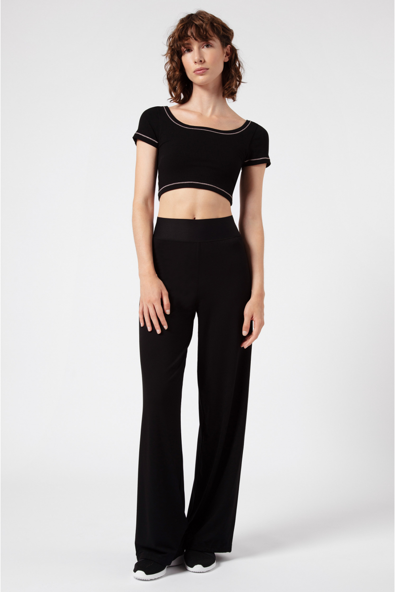 Crop top Repetto côtelé S0552 noir